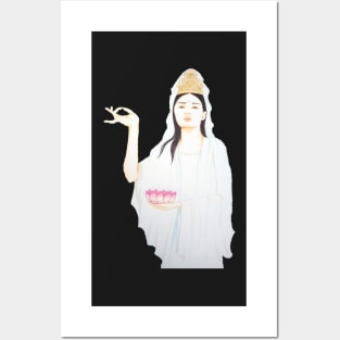 Kwan Yin, Goddess of Love and Compassion- Dark Red Posters and Art